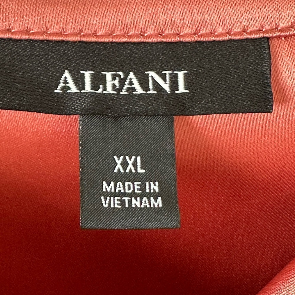 ALFANI Satin Utility Blouse XXL Dusty Rose Button Front Career Office Quiet Lux - Picture 10 of 14